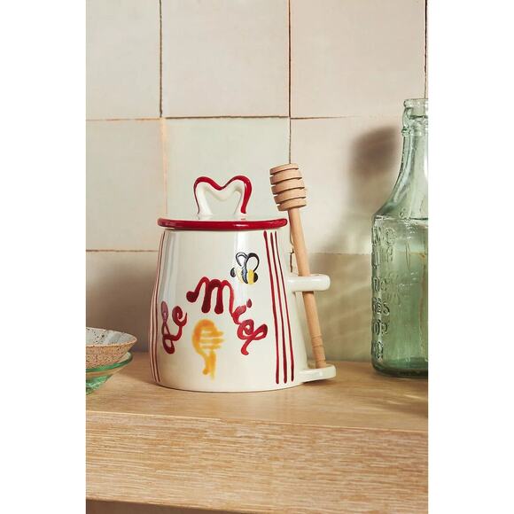 Anthropologie Harlie Brown Studio Belle Journée Stoneware Honey Jar - Picture 1 of 5